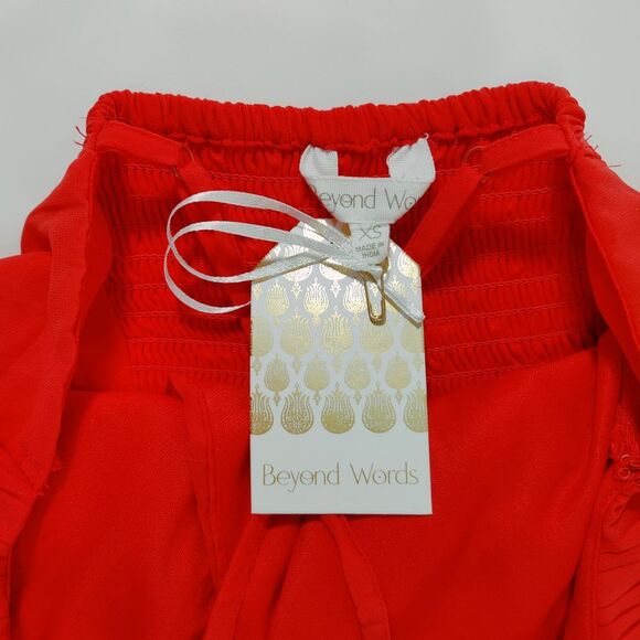 Beyond Words Red Jumpsuit Pleated Wide Leg Spaghetti Strap XS - Picture 7 of 10